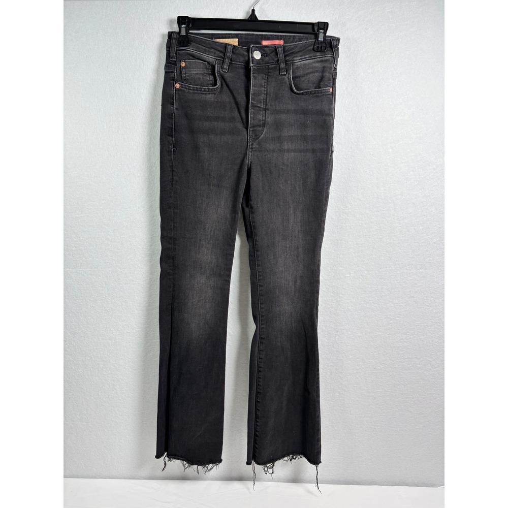 Pilcro and the Letterpress Black High Rise Flare Raw Hem Jeans Size 26 OB1363718
